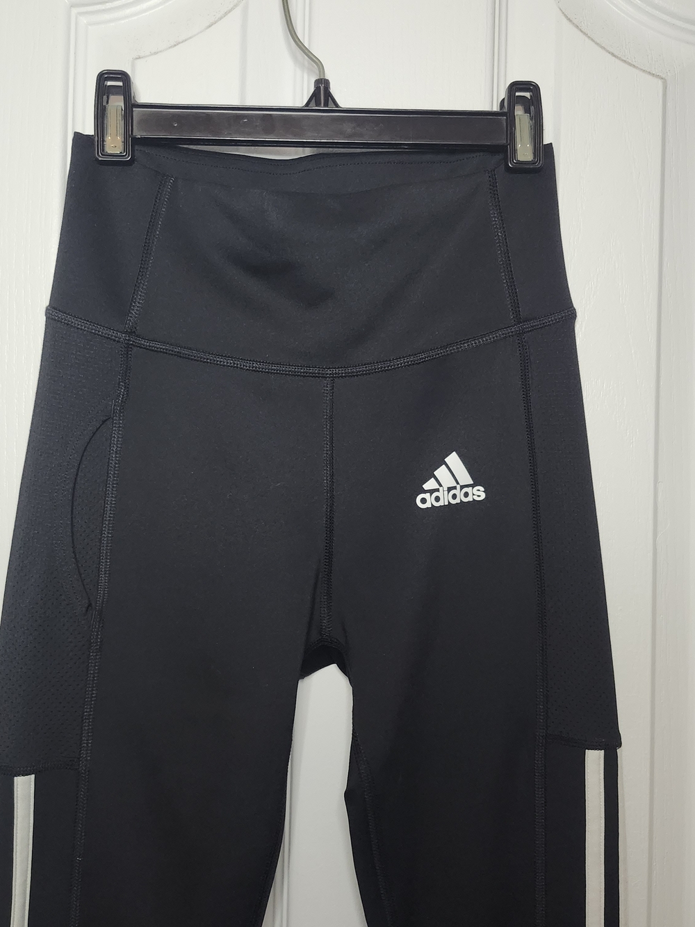 adidas Women's Black High-Waist Aeroready Leggings with Side Stripes - Size XS - Picture 2 of 7
